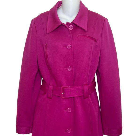 IDEOLOGY BRIGHT PINK BELTED TRENCH COAT SIZE LARGE “Barbie Pink” - Picture 2 of 11